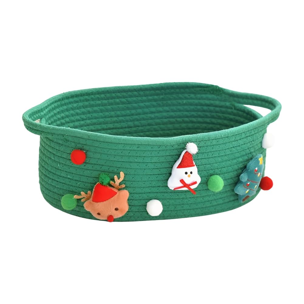 CTRLZS Gift Baskets Small Cotton Rope Baskets Storage Toy Snack Baskets with Handles Green