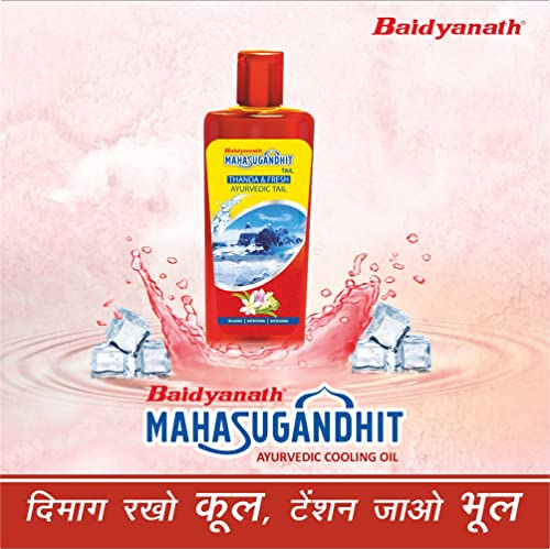 Image of Baidyanath Ayurved Mahasugandhit Oil - Ayurvedic Tel /Tail | Helps to Calms the mind, Induces Deep Relaxation | For Natural Sleep, Relieves Stress, Anxiety, Tension and Headache | 200 Ml (100Ml x Pack of 2)