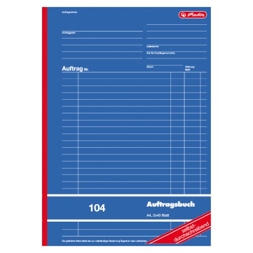 Herlitz 880427 Auftragsbuch A4 104 2x40 Blatt selbstdurchschreibend holzfrei