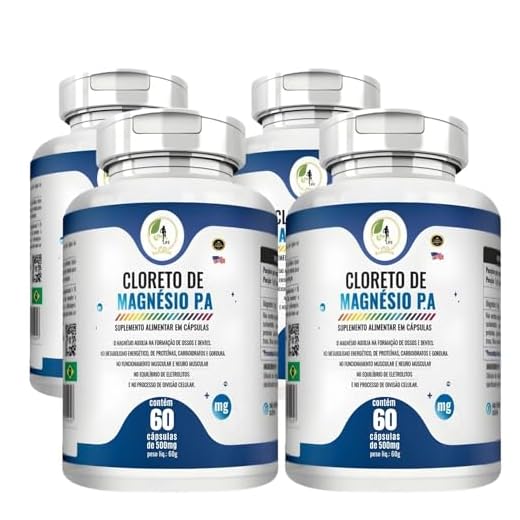 KIT C/4 Un. Suplemento Cloreto De Magnésio P A 60 Cápsulas - Fits Life