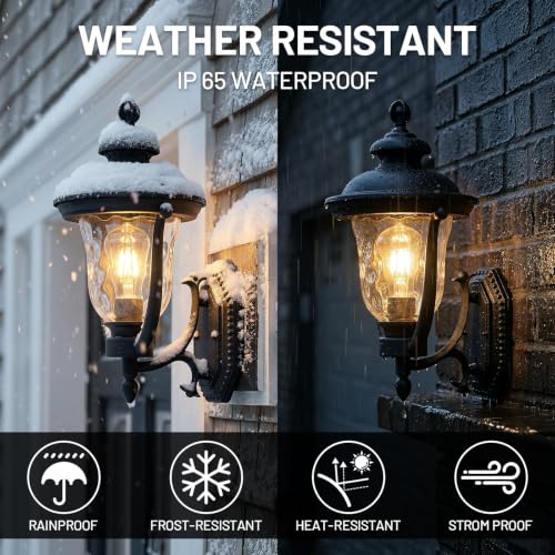Starcurin Wall Mounted Outdoor Light Fixtures,18.7Inch Exterior Light Fixtures Wall Mount,Vintage Style Waterproof Black Porch Light Outside Lights for House,Front Porch, Set of 2 by Starcurin - Used condition - Image 2
