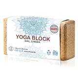 ELLEMA Yoga Block [100% Kork] - Yogablock 1er Set für Anfänger und Fortgeschrittene + Online-Trainingsvideos und E-Book - Yogaklotz für Pilates - Rutschfester Fitness Yoga Klotz