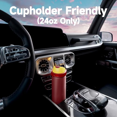 Image of 24 oz Insulated Water Bottle for Women: Meoky Stainless Steel Water Bottle with Straw and Spout Lid - Leak Proof, Cold for 24 Hours, Fits in Car Cup Holder, BPA-Free for Sports Travel, Gryffindor