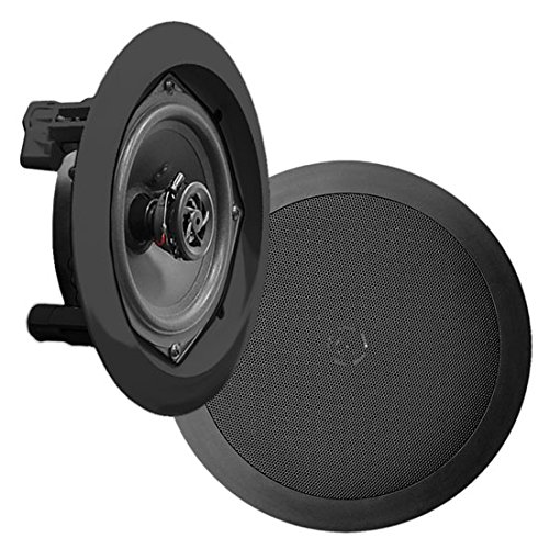 Pyle Ceiling Wall Mount Speakers - 5.25” Pair Of 2-Way Midbass Woofer Speaker 1'' Polymer Dome Tweeter Flush Design W/ 80Hz - 20Khz Frequency Response & 150 Watts Peak Easy Installation - Pdic51Rdbk #TOP10