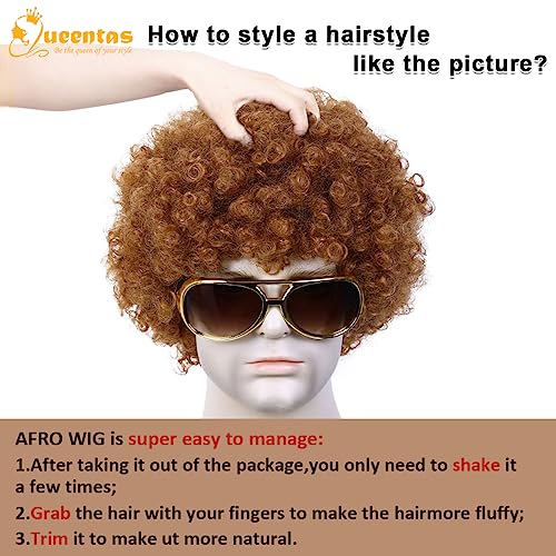 QUEENTAS Afro Wig for Men Blonde Curly Hair 70s 80s Fancy Dress Cosplay Halloween Wig for Theme Party Funny Coutume Daily Use - Image 3