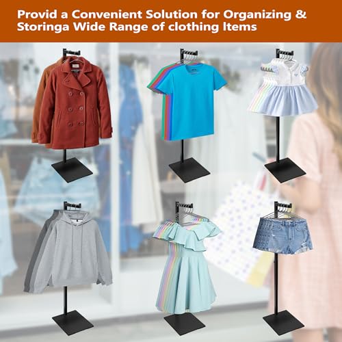 Clothes Hanging Rack, Adjustable Clothing Rack Heavy Duty, Metal Clothes Rack, Garment Display Stand for Thrift Shops and Retail Store (Black, 1 Pack) - Thumbnail 4