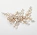 SWEETV Light Rose Gold Wedding Clip Rhinestone Bridal Comb Barrette - Handmade Flower Clip Head Pieces for Women