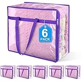 Budding Joy 6 Pack Clear Zippered Storage Bags for Clothes,40L Closet Organizers and Storage Containers Vinyl Moving Bag for Bedding, Linen, Blankets, Comforters, Clothing & Toys