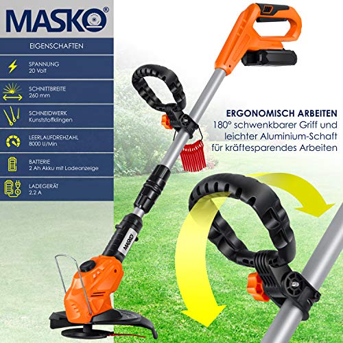 Rasenkantenschneider MASKO Akku-Rasentrimmer 20 V Li-Ion Akku 2,0 Ah