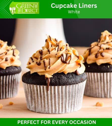Green Direct Cupcake Liners - Standard Size Cupcake Wrappers to use for Pans or carrier or on stand - White Paper Baking Cups Pack of 500 - Thumbnail 2