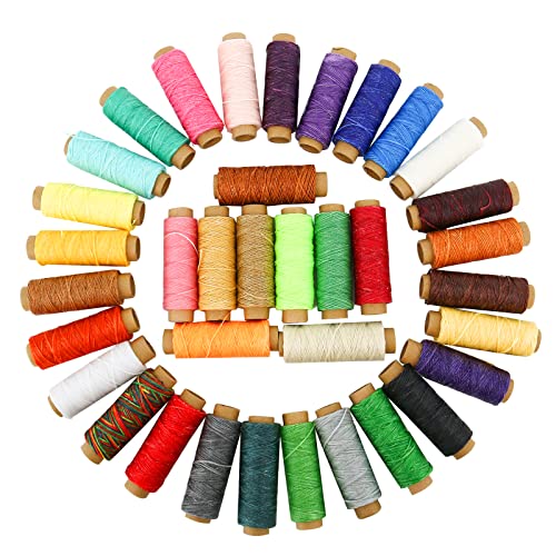 Werkweit Waxed Thread 36 Colors Waxed Linen Thread Hand Stitching Waxed Thread For Leather Sewing For Diy Leather Craft And Book Binding Waxed Thread For Bracelets (55Yd/Roll) #TOP1