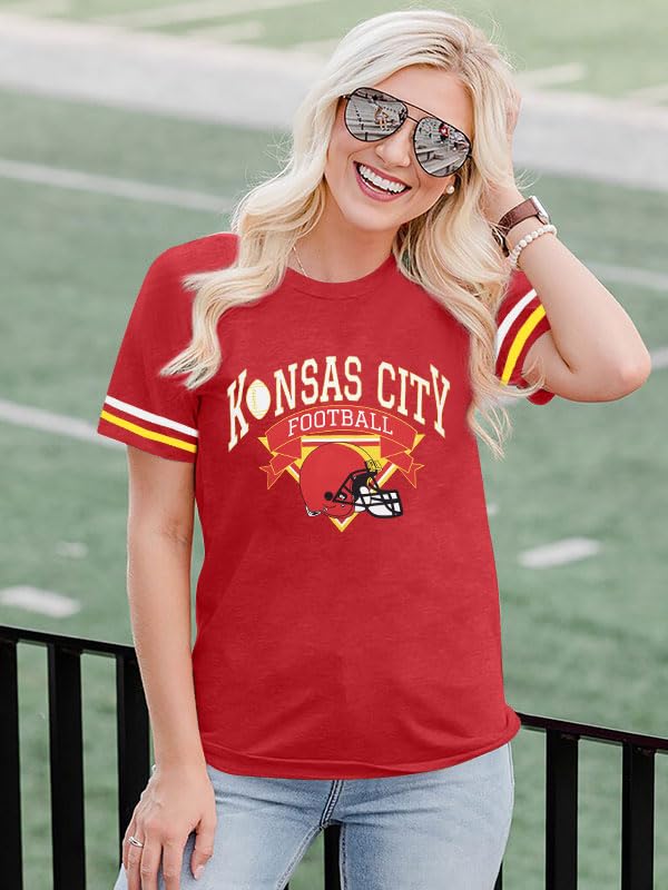 Football Shirts for Women Game Day Tshirt Football Team Fans Gift Tees Sport Season Short Sleeve Tops4