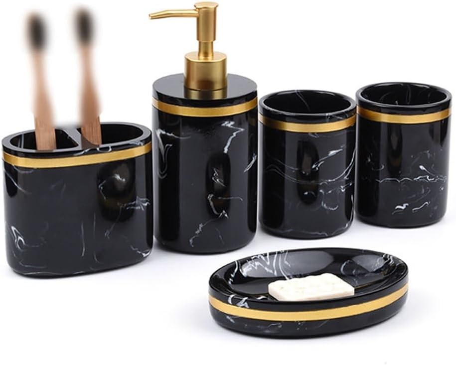 Resin Bathroom Five-Piece Nordic Marble Bathroom Toiletry Set Hotel Supplies Bathroom Set