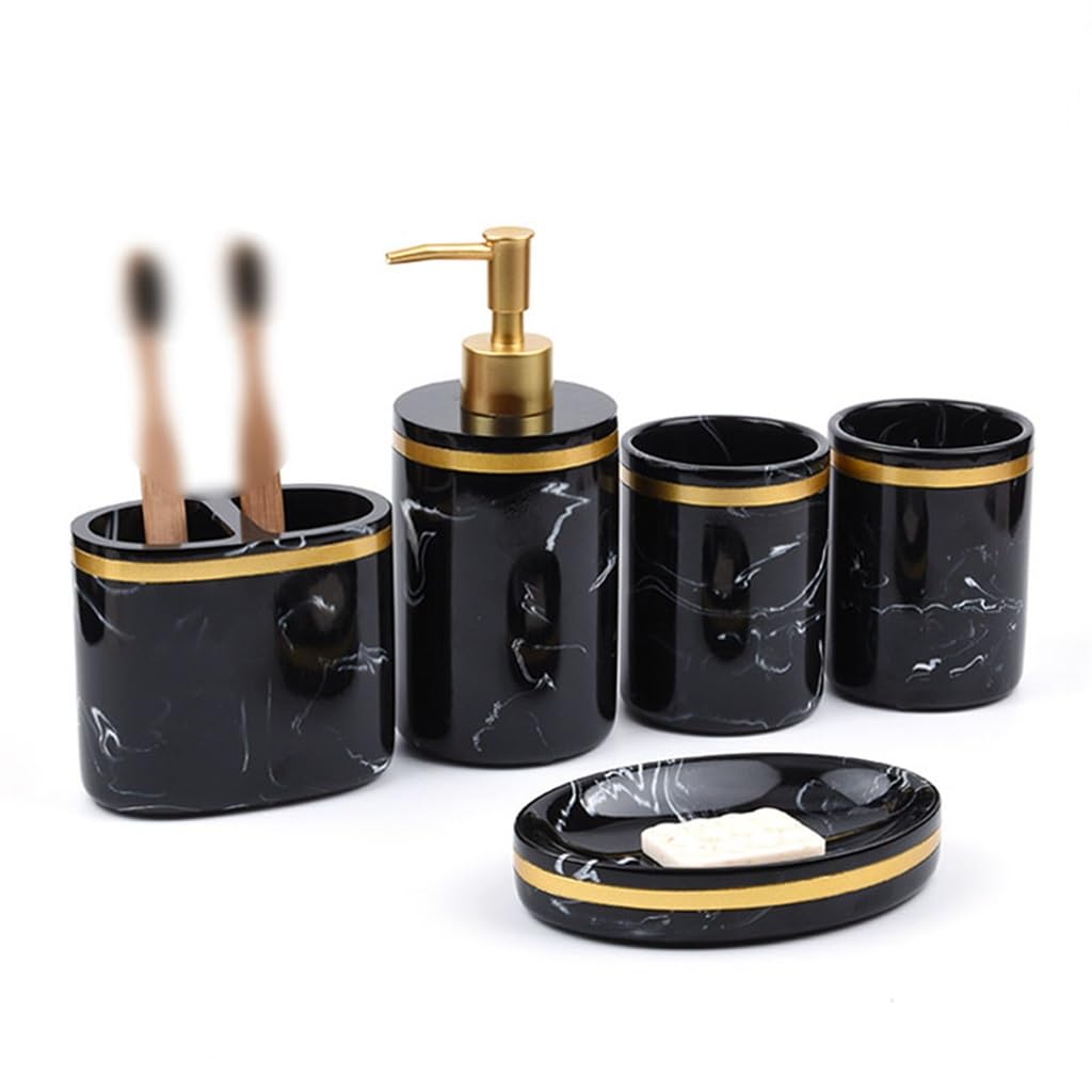 Resin Bathroom Five-piece Nordic Marble Toiletry Set Hotel Supplies