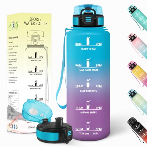 Baramumu Borraccia 1,5L Riutilizzabile Blu-Viola