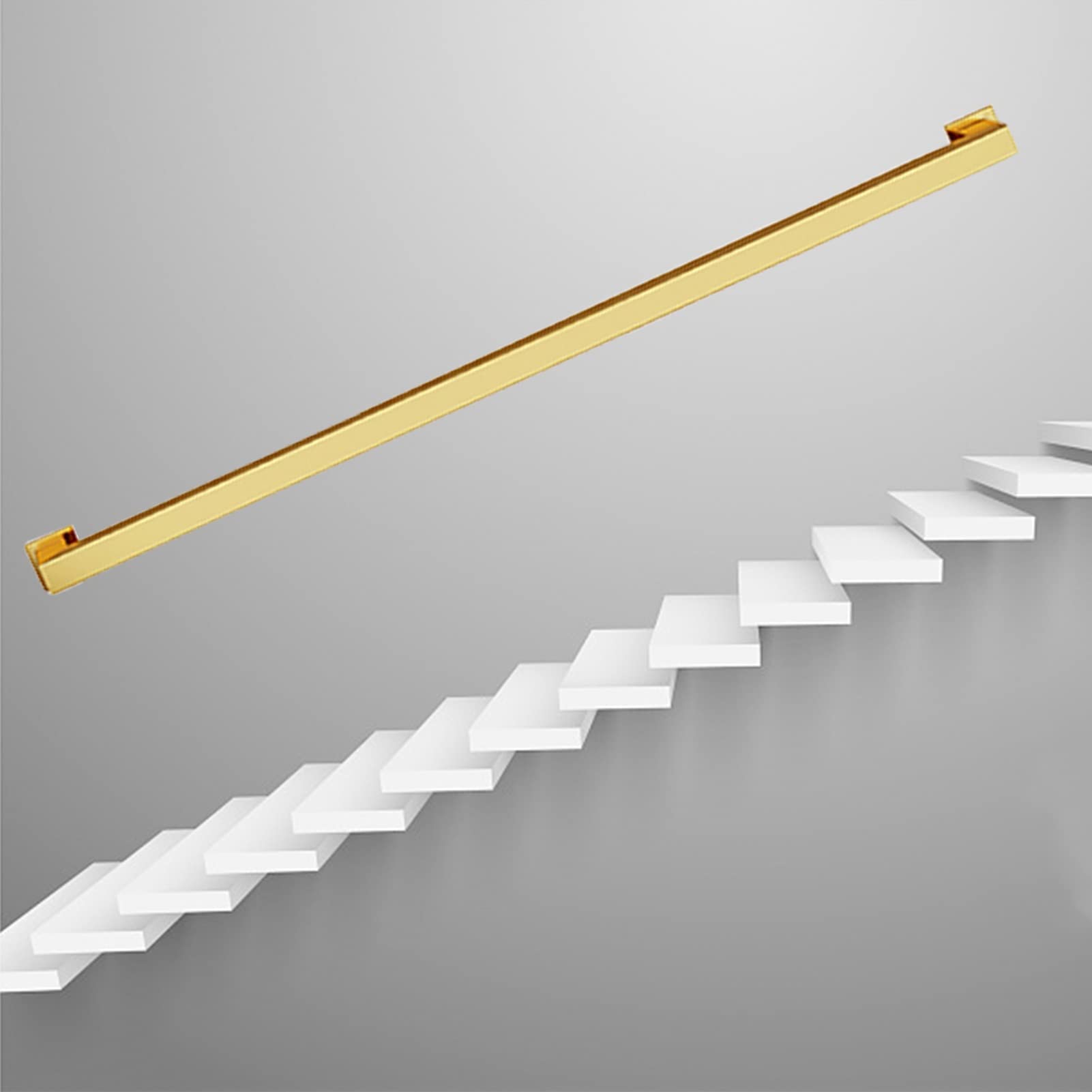 Stair Handrails Galvanized Steel Stair Railing Easy to Install, Hand Railing Indoor Outdoor Wall Mount Support Rod for Household or Commercial Buildings Banister(12ft/360cm)