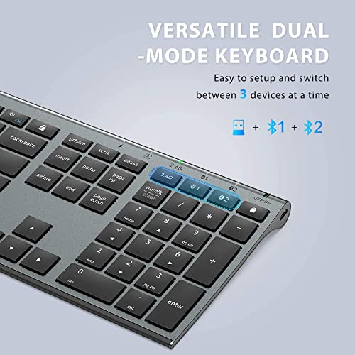 Iclever Dk03 Bluetooth Keyboard And Mouse, Rechargeable Dual-Mode (Bluetooth 4.2 + 2.4G) Wireless Keyboard And Mouse Combo, Ultra-Slim Multi-Device Keyboard For Mac, Ipad, Apple, Android, Windows #TOP2