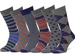 6 Pairs, Dark Gray - Blues/Tangerine