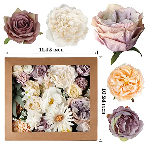 Cocoboo Wedding Flowers Combo Silk Mix Purple Artificial Flowers, Purple Flowers Bouquets Centerpieces Arrangements For Wedding Bridal Shower Baby Shower Party Home Decoration (White & Purple) #TOP1