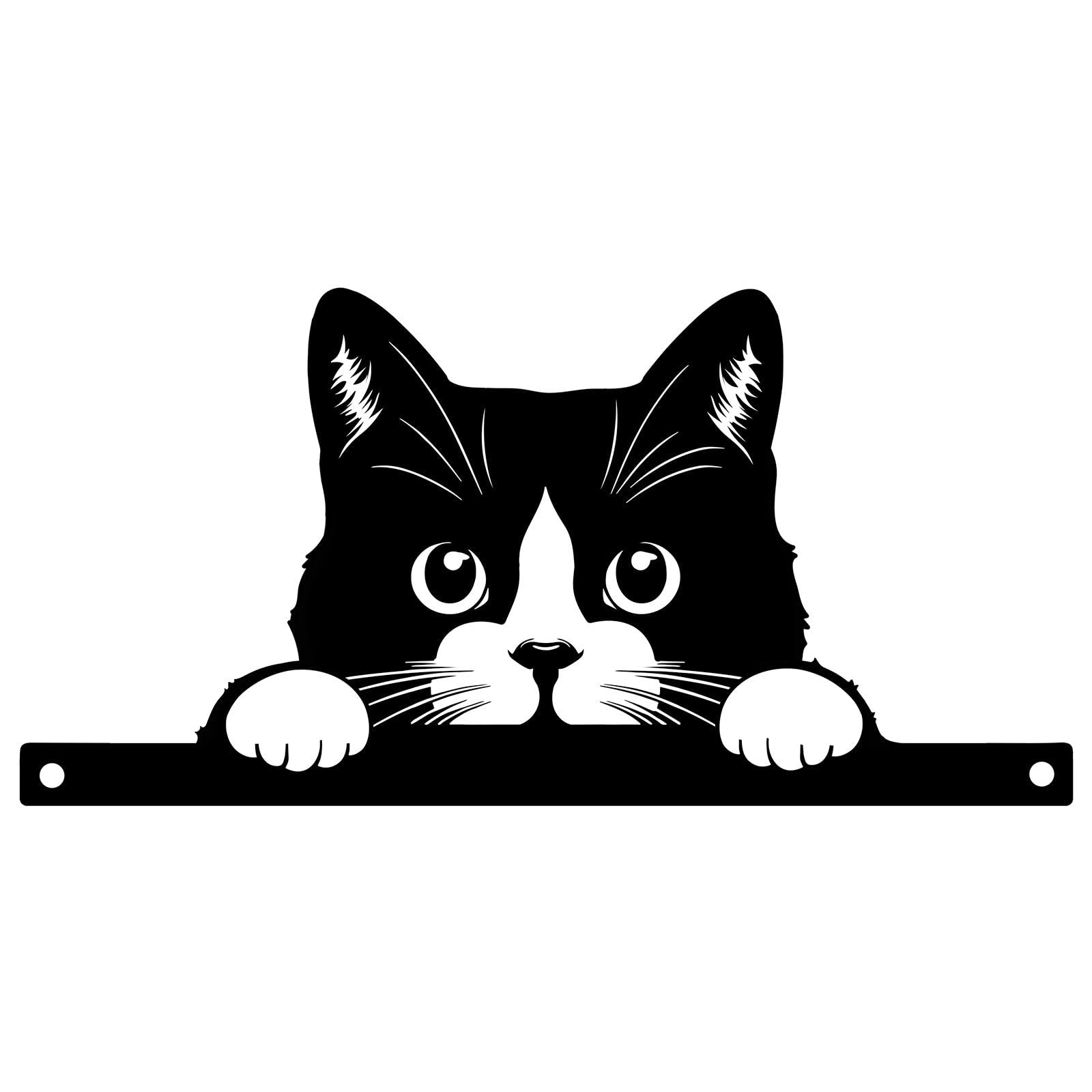 Primus Home & Garden Black Primus Peeking Cat Cat Metal Silhouette Garden Fence Topper Decoration