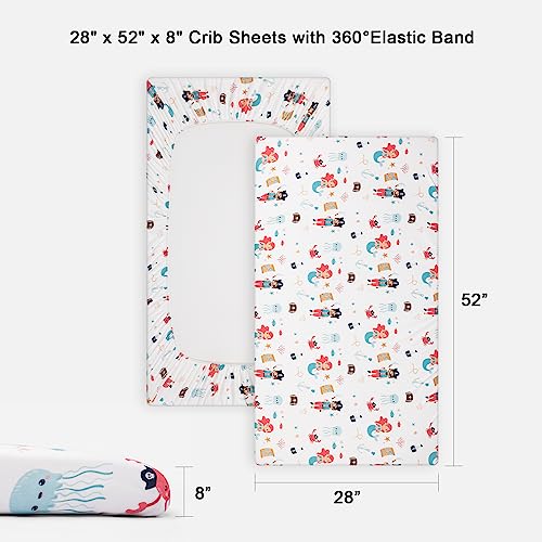 Snoozynest Crib Sheet, Breathable And Ultra Stretchy Crib Sheet For Standard Crib Mattress & Toddler Bed Mattress, Snug Fitted Crib Mattress Cover For Baby Boys Girls, 52" X 28"(Pirate Life) #TOP3