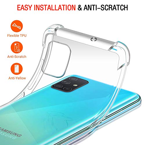 Image of Lustree Back Cover Transparent Case Compatible with Samsung Galaxy A71 | Clear + TPU Case with 4 Corner Air Cushion Protection & Camera Protection | Slim& Stylus Cover