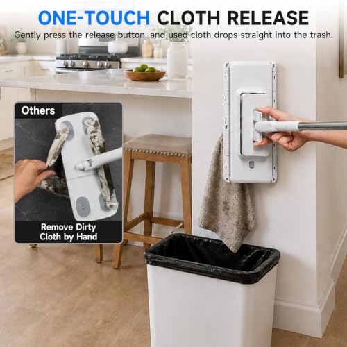 Image of Dust Mops for Floor Cleaning, Clamp Flat Mop with 5 Reusable Cloths