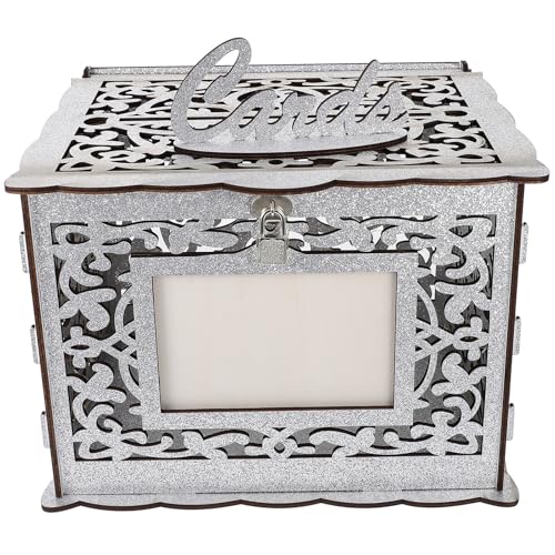 Caja de tarjetas de boda de madera noble STOBAZA con marco decorativo premium 2