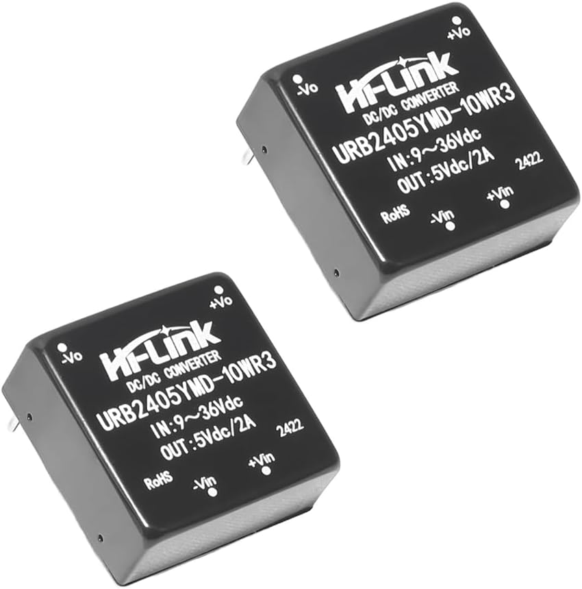 24V to 5V 10W 2000mA DC to DC Isolated Power Module 5v/12v/15v/24v DCDC Switching Power Module (10D2405A,5 Pcs)