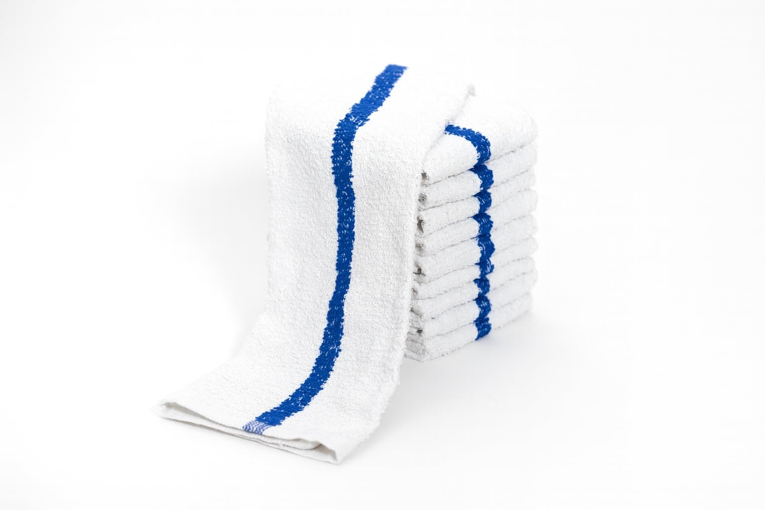 Cotton Blend Bar Mop Towels - Pack of 24 White Kitchen Mop Towels with Blue Stripe, Absorbent and Durable for Restaurants, Bars, and Commercial Use -
