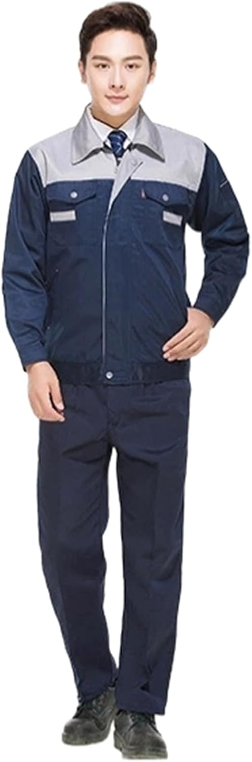 Men's Wear-Resistant, Stain-Resistant Workwear Suit Set - Worker's Jacket and Pants for Spring Autumn