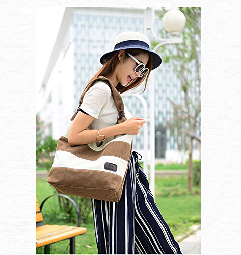 Ecokaki Women's Hobo Tote Bag Canvas Straped Bag Large Handbag Shopper Shoulder Bag Blue