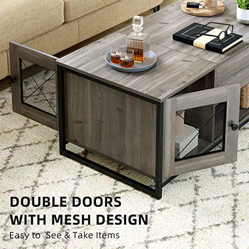 Yitahome Lift Top Coffee Table With Storage, Double Doors Mid-Century Cocktail Table With Hidden Compartment Storage Cupboard, Wood Tea Center Table Living Room Table For Home Office, Grey #TOP3