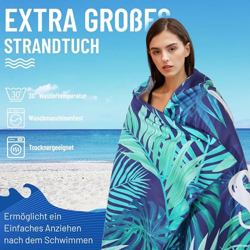 Pameil Strandhandtuch XXL Mikrofaser Badetuch 200x100cm,Mikrofaser Strandtuch Kompakt und Sandfest, Leicht und Schnelltrocknend Reisehandtuch für den Strand,Gym, Travel,Sauna, C04-042-03