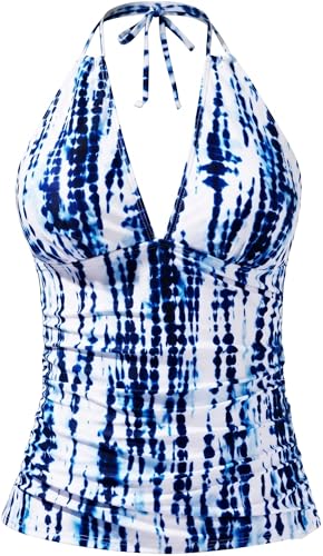 Image of Yonique Women's Halter Tankini Top V Neck Swim Top Tummy Control Bathing Suit