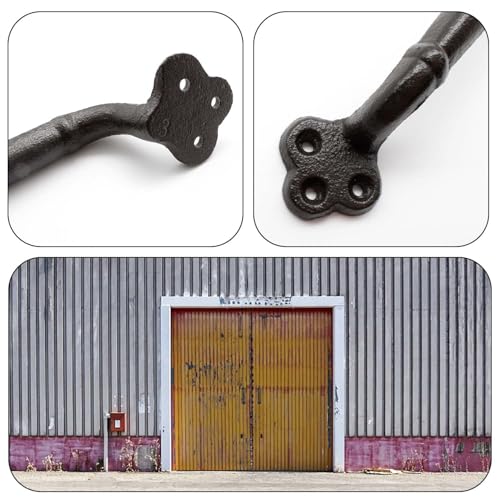 KLEHOPE Poignée Porte Coulissante Noire, Poignée de Porte Extérieure en Fer Forgé, Longueur 220 mm, Poignet de Portes Vintage avec Vis, Adaptée aux Remise, Garages, Granges, Placards – vue 3