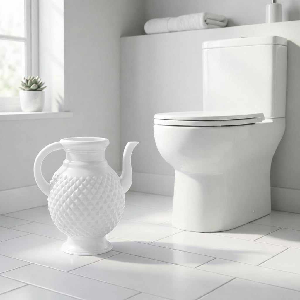 Plastic Lota 3.75 Liter | Washroom Water Jug for Toilet Hygiene | Lightweight Budna for Bathroom & Personal Cleaning | Durable Easy-Pour Toilet Jug (White)