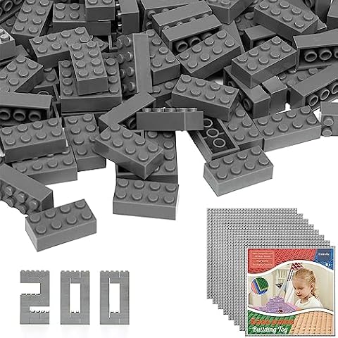 Unirolic Classic Building Bricks with 32x32 Baseplates, 1200 Piece 2x4 Building Blocks STEM Creative Building Toys with 8 Pack of Grey Color Baseplates for Kids Age 6+ Cover
