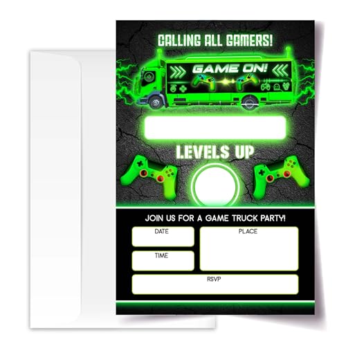Invitaciones de videojuegos de 4x6 para organizar la fiesta de cumpleaños infantil perfecta