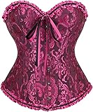 ADELCE Damen-Korsett mit Schnürung, Blumenmuster, Überbrustkorsett, Dessous, Bustier, Bodyshaper-Oberteil, S-6XL, schwarz/pink, Medium