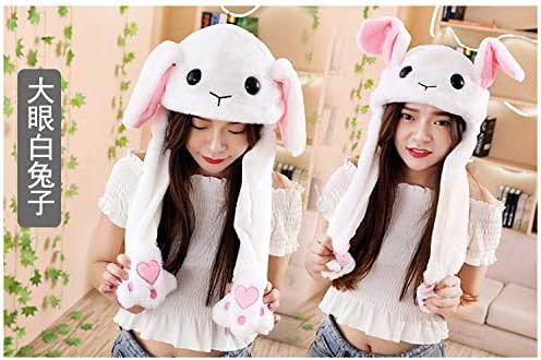 Happy Island Plush Moving Rabbit Ear Hat Dancing Bunny Ears Pinching Ear to Move Vertically Cartoon Animal Plush Toys…