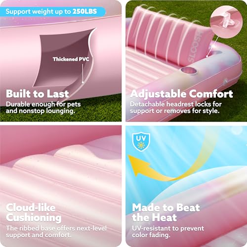 image for Sloosh Inflatable Tanning Pool Lounger Float, 70