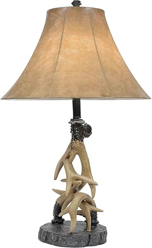 Vista 62 de BLACK FOREST DECOR Antler Lodge Uplight Lámpara - Lámpara rústica de Lodge con globo de vidrio sembrado