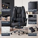 EXCEBET Fotel biurowy do dużych obciążeń, 180 kg – XXL fotel szefa, ergonomiczny (Big & Tall), rdzeń ze sprężyn kieszeniowych 14 cm (komfort), krzesło biurowe, sztuczna skóra, wysokie oparcie do biura