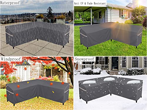 Garden Balsam Patio V-Shaped Sectional Sofa Cover Waterproof Outdoor Sectional Cover Heavy Duty Garden Furniture Cover Fade Resistant With Air Vent And Handle 85" W (On Each Side) X 33" D X 31" H Grey #TOP5