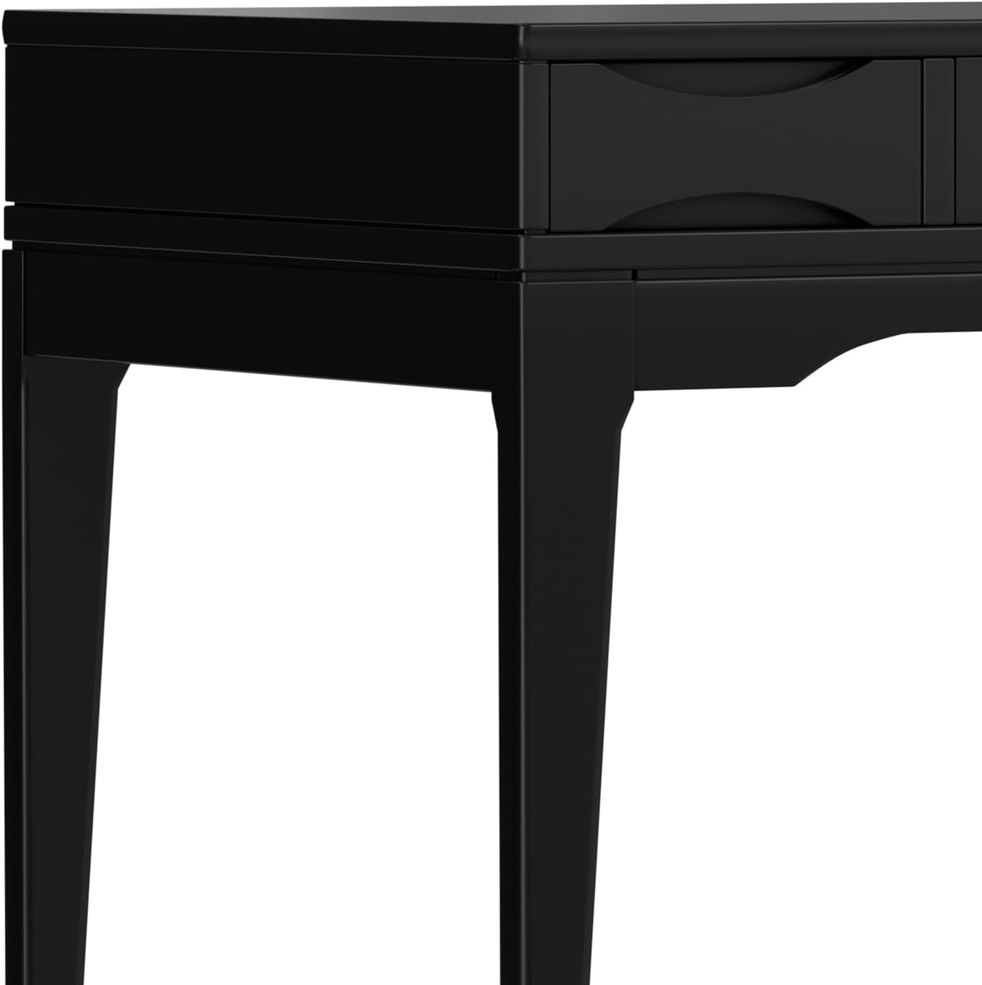 SIMPLIHOME Harper Small Desk - 48 inch Wide Solid Hardwood Writing Desk in Black, Mid-Century Modern Home Office Table for Study or Work with 2 Drawers and Flip-Down Keyboard Tray