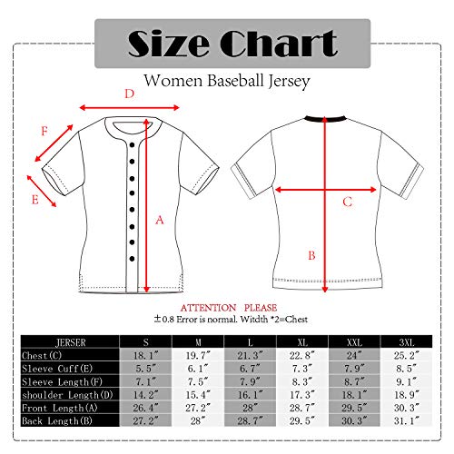 Oldtimetown Women's Button Down Baseball Coat, Blank Softball Team Uniform, Hip Hop Hipster Short Sleeve Active Shirt Coat, Black/White-02, Small #TOP4