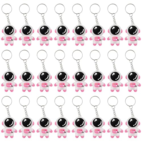 Image of 24 Pack Pink Astronaut Keychains Party Favors for Space Themed Baby Shower, Outer Space Party Goodie Bag Fillers, Birthday, School Carnival Rewards, Classroom Prize