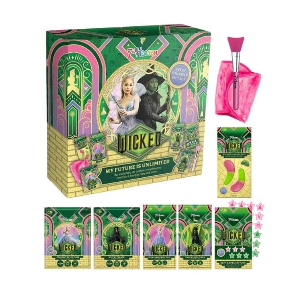 Wicked Gift Set (Contains 2x Face Masks 2x Sheet Mask 24x Spot Patches Under Eye Hydrogel Patches Applicator & Cleansing Cloth) - Genuine 7th Heaven Skincare & Wicked Merchandise
