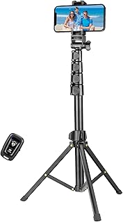 YOTOCversion 1.7 Meter/67 inch Phone Tripod Stand & Bluetooth Selfie Stick Tripod, Cellphone Tripod with Bluetooth Remote, Compatible with iPhone 14/13/12/12 pro/11/11pro/8/7
